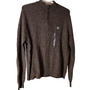 Mens Quarter Zip Sweater XXL‎ 2XL Charcoal Gray 100% Cotton Textured Knit